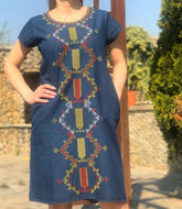 Rochie din denim cu broderie Sanda 5